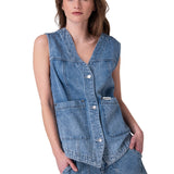 Chaqueta Sin Mangas Mujer Fashion Denim Vest Azul