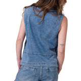 Chaqueta Sin Mangas Mujer Fashion Denim Vest Azul