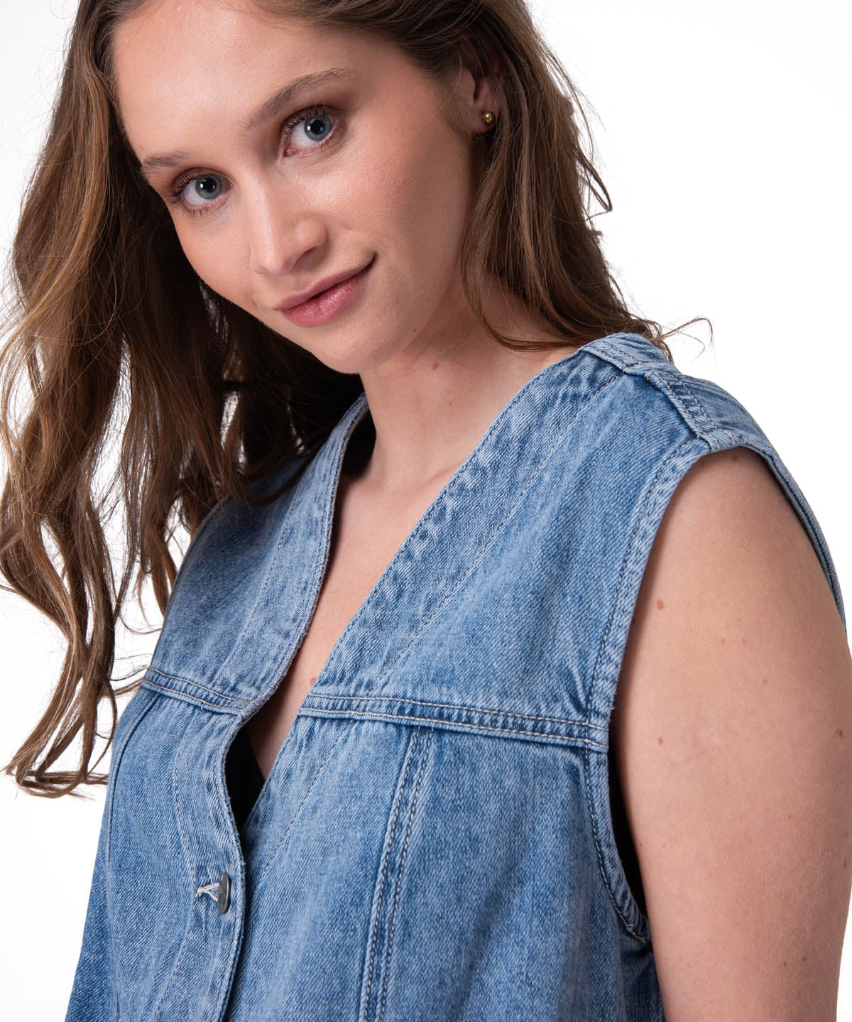 Chaqueta Sin Mangas Mujer Fashion Denim Vest Azul