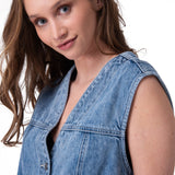 Chaqueta Sin Mangas Mujer Fashion Denim Vest Azul