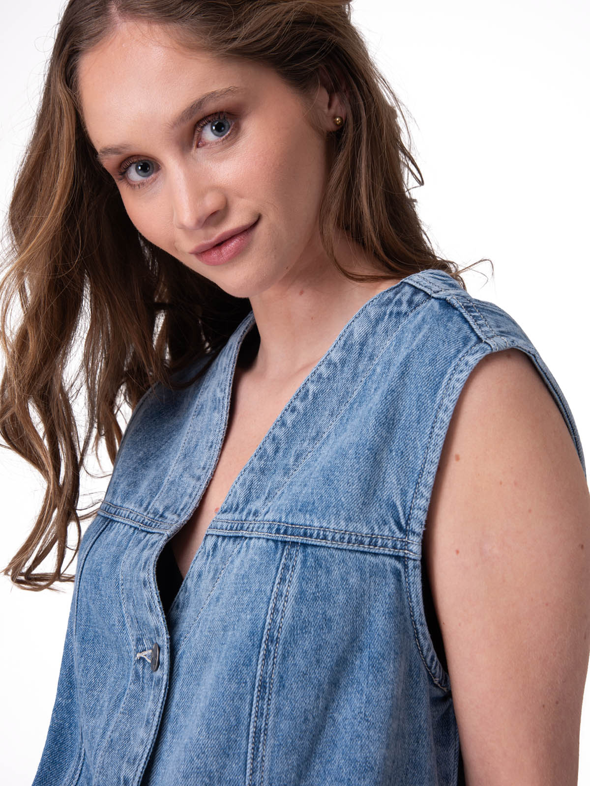 Chaqueta Sin Mangas Mujer Fashion Denim Vest Azul