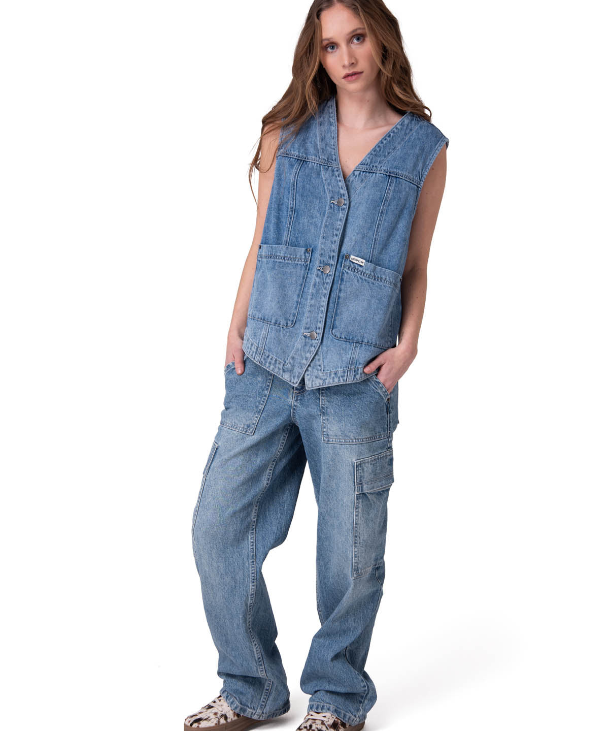 Chaqueta Sin Mangas Mujer Fashion Denim Vest Azul