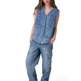 Chaqueta Sin Mangas Mujer Fashion Denim Vest Azul