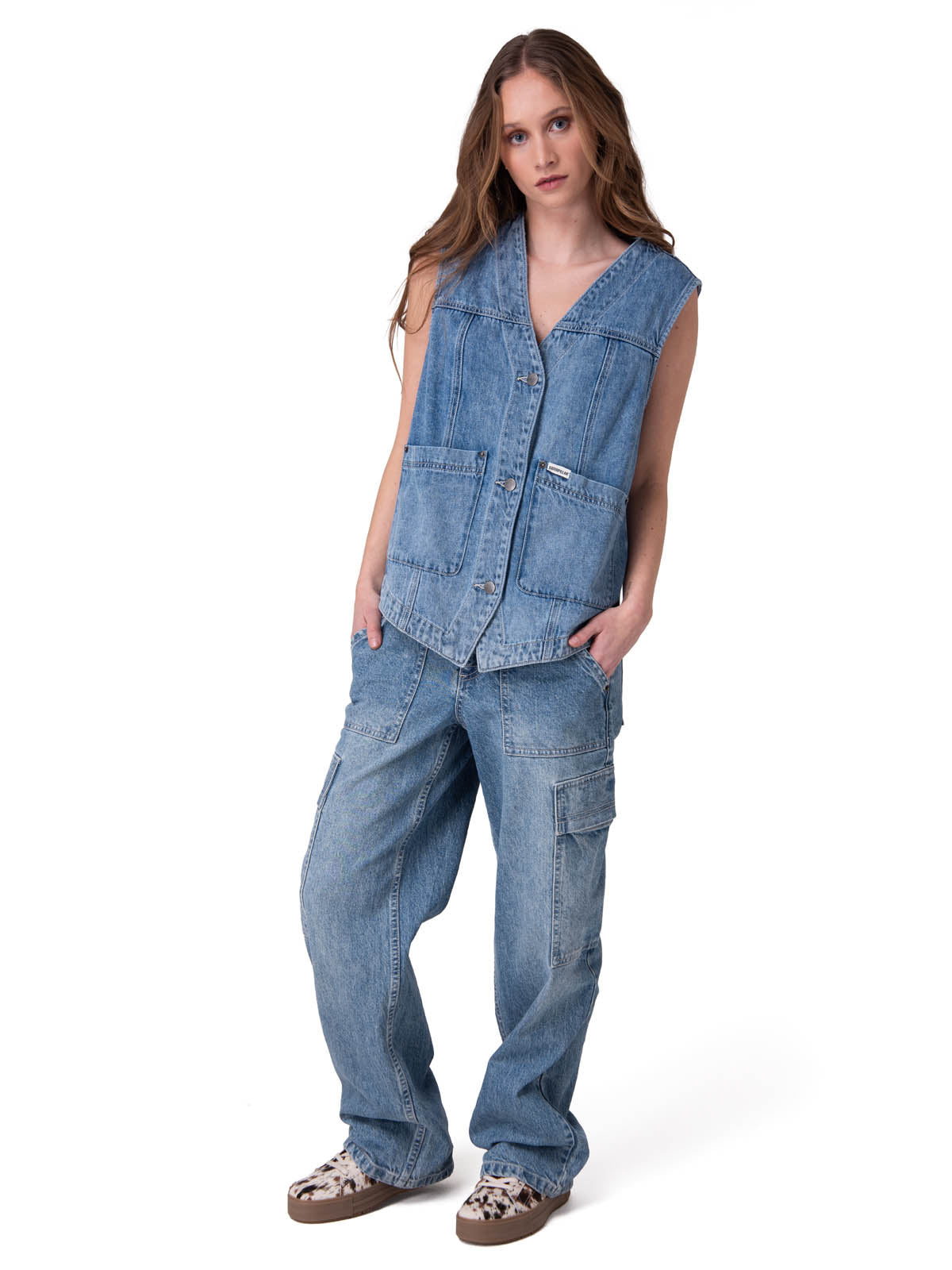 Chaqueta Sin Mangas Mujer Fashion Denim Vest Azul