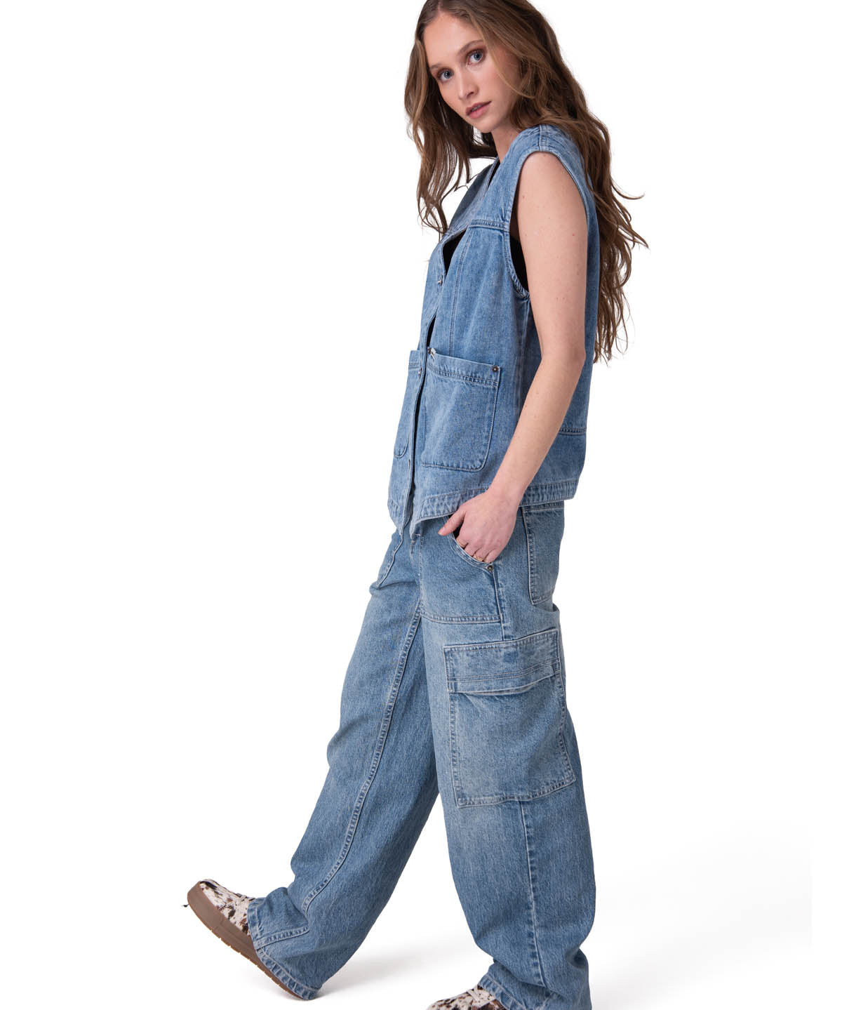 Chaqueta Sin Mangas Mujer Fashion Denim Vest Azul