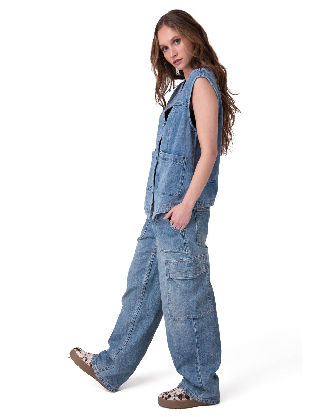 Chaqueta Sin Mangas Mujer Fashion Denim Vest Azul