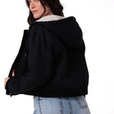 Chaqueta Manga Larga Mujer Canvas Sherpa Negro Cat