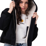 Chaqueta Manga Larga Mujer Canvas Sherpa Negro Cat