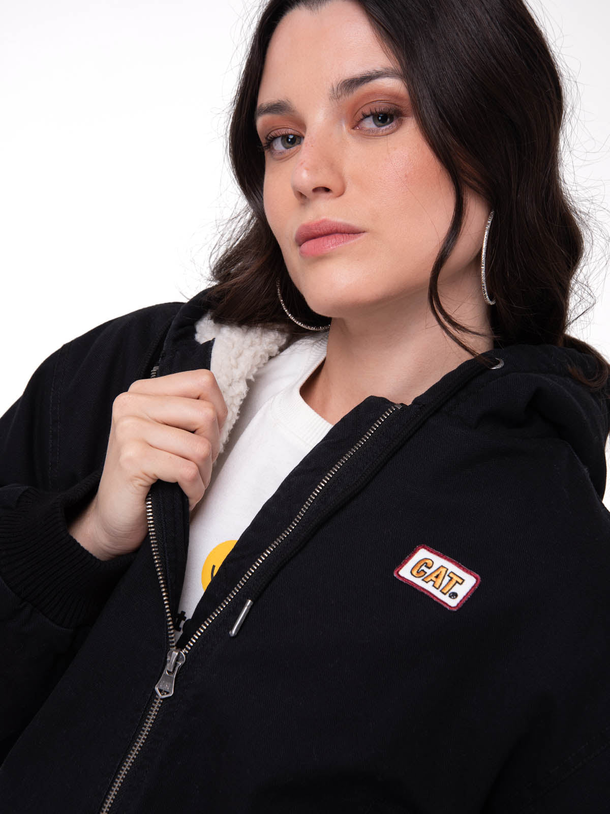 Chaqueta Manga Larga Mujer Canvas Sherpa Negro Cat