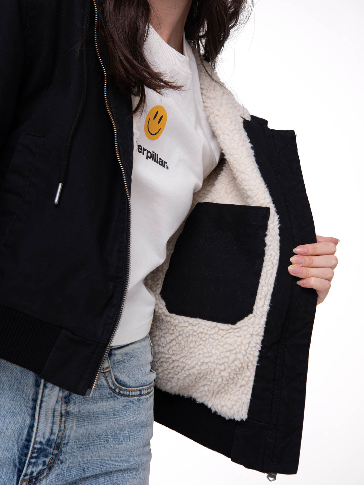 Chaqueta Manga Larga Mujer Canvas Sherpa Negro Cat