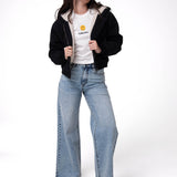 Chaqueta Manga Larga Mujer Canvas Sherpa Negro Cat