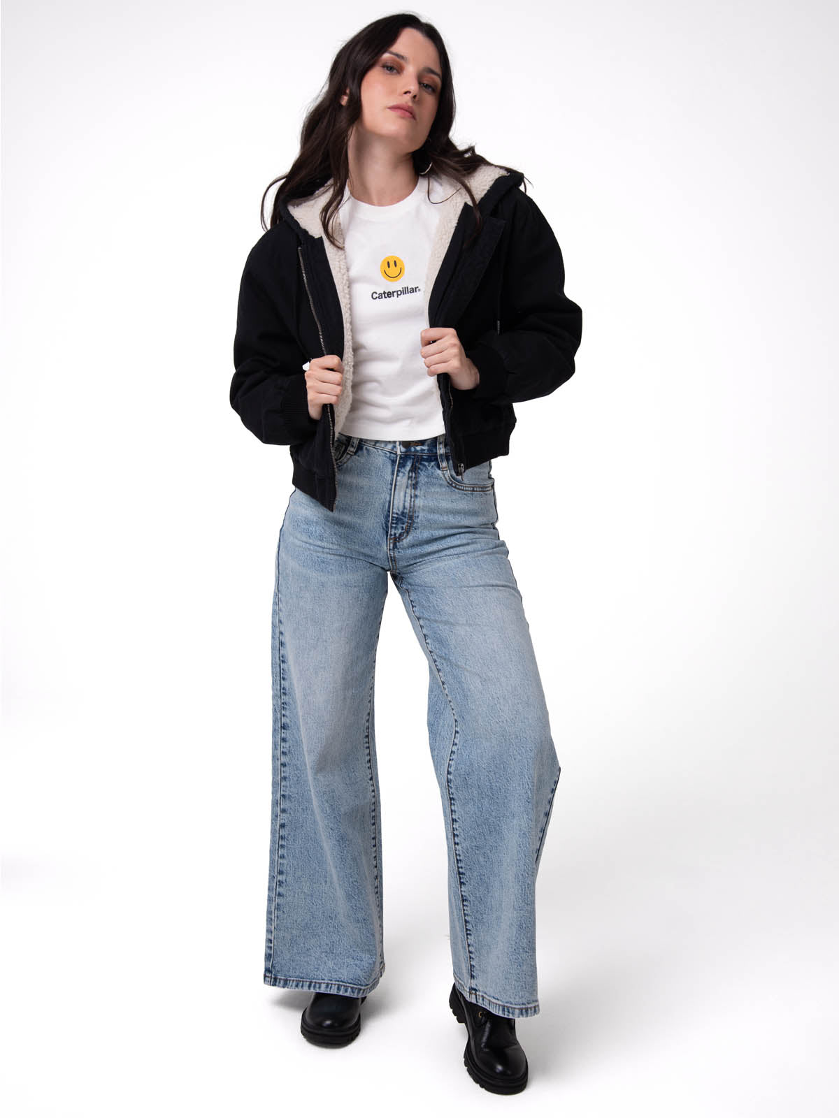 Chaqueta Manga Larga Mujer Canvas Sherpa Negro Cat