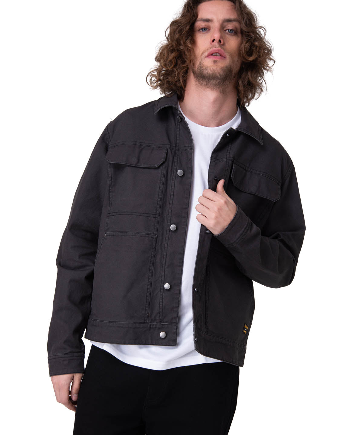 Chaqueta Hombre Canvas Poplin-Lined Negro