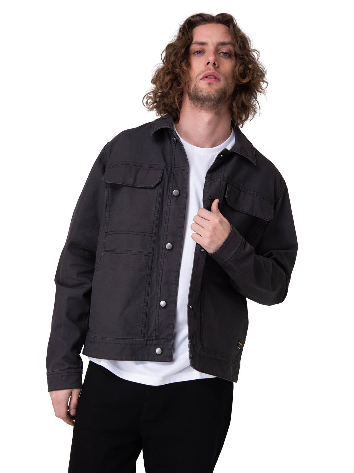 Chaqueta Hombre Canvas Poplin-Lined Negro