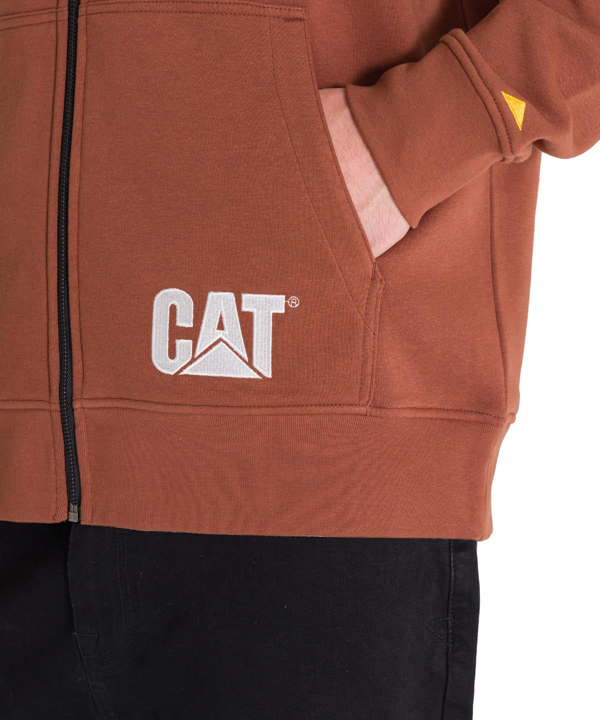Polerón Manga Larga Hombre Fleece Cat Full Zip Hoodie Terracota Cat