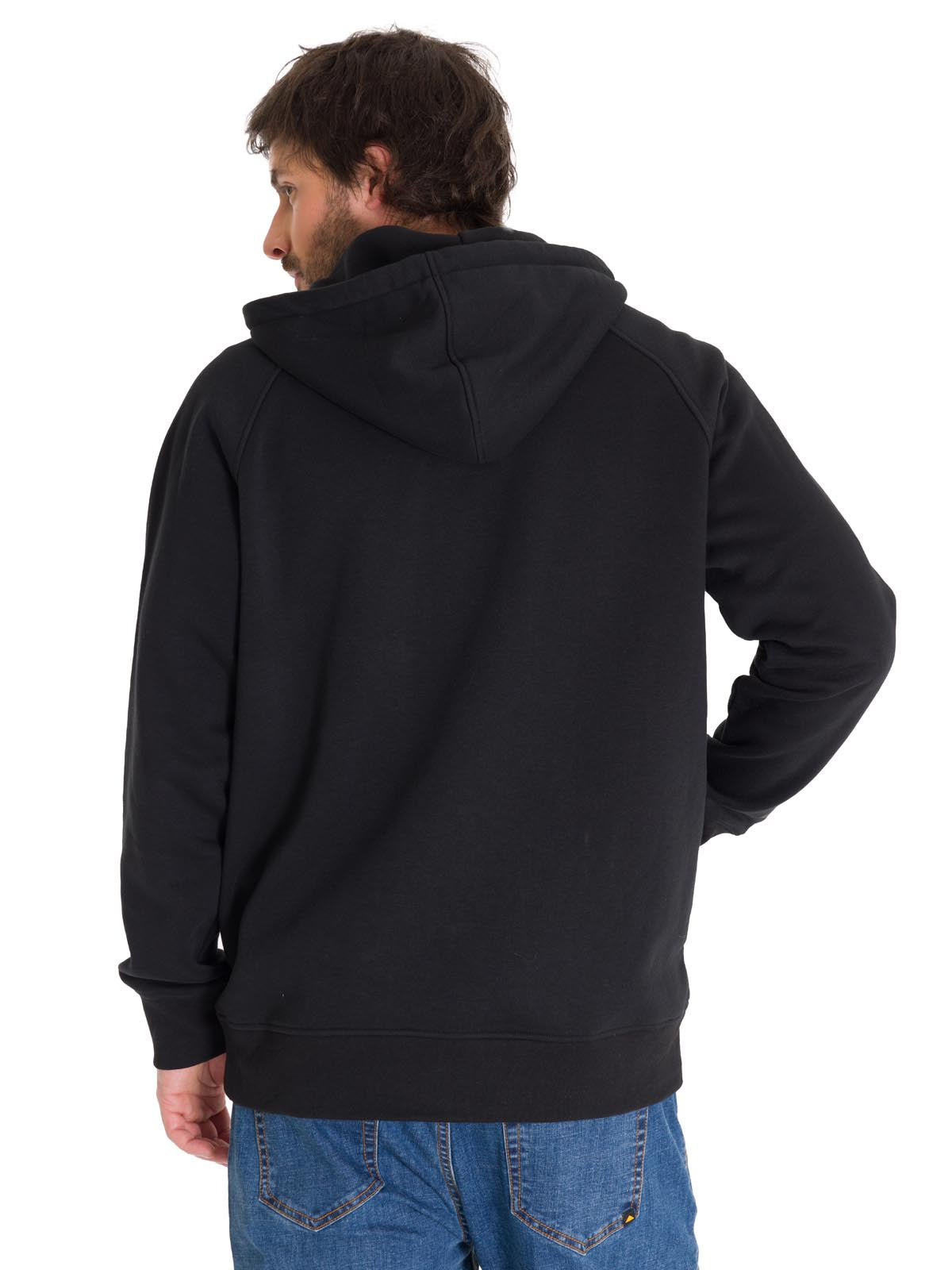 Poleron Casual Hombre Fleece Cat Logo Full Zip Hoodie Negro Cat