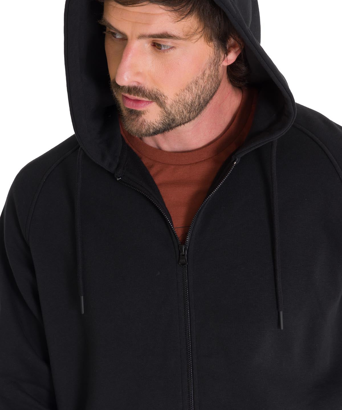 Poleron Casual Hombre Fleece Cat Logo Full Zip Hoodie Negro Cat