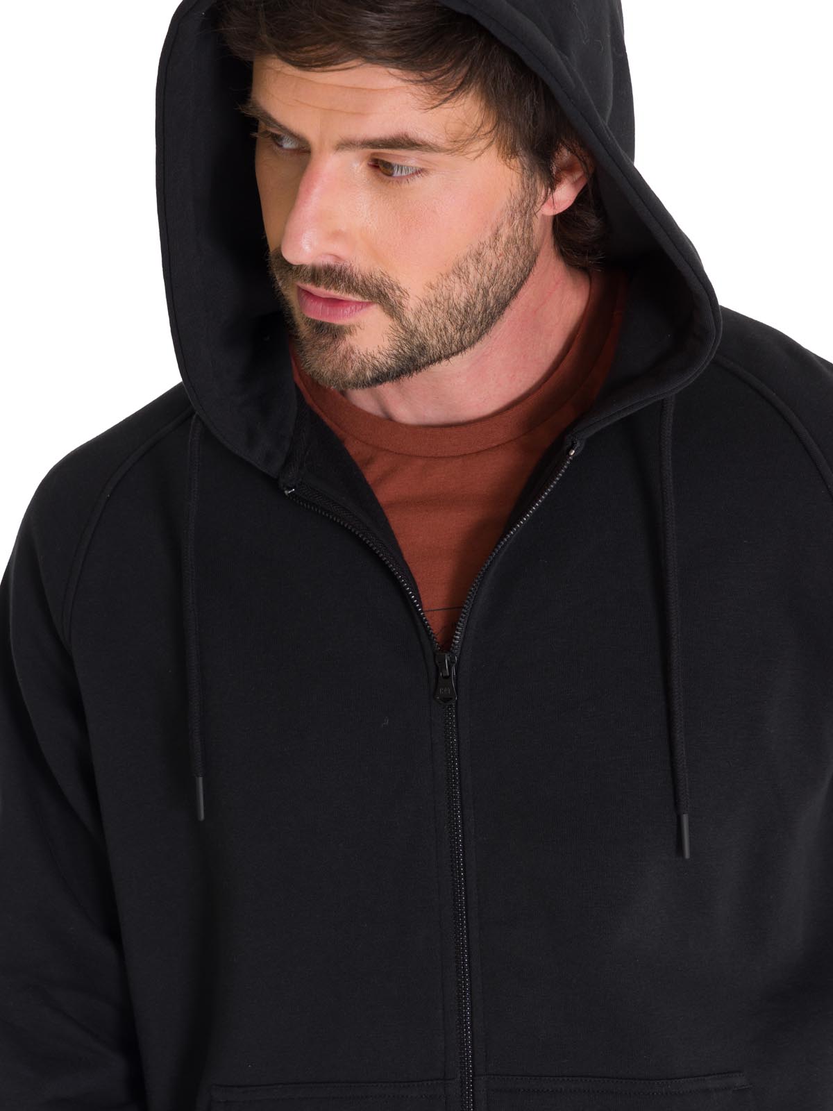 Poleron Casual Hombre Fleece Cat Logo Full Zip Hoodie Negro Cat