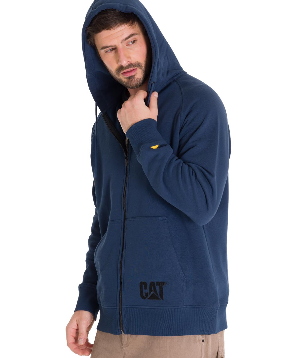 Polerón Manga Larga Hombre Fleece Cat Full Zip Hoodie Azul Petróleo Cat