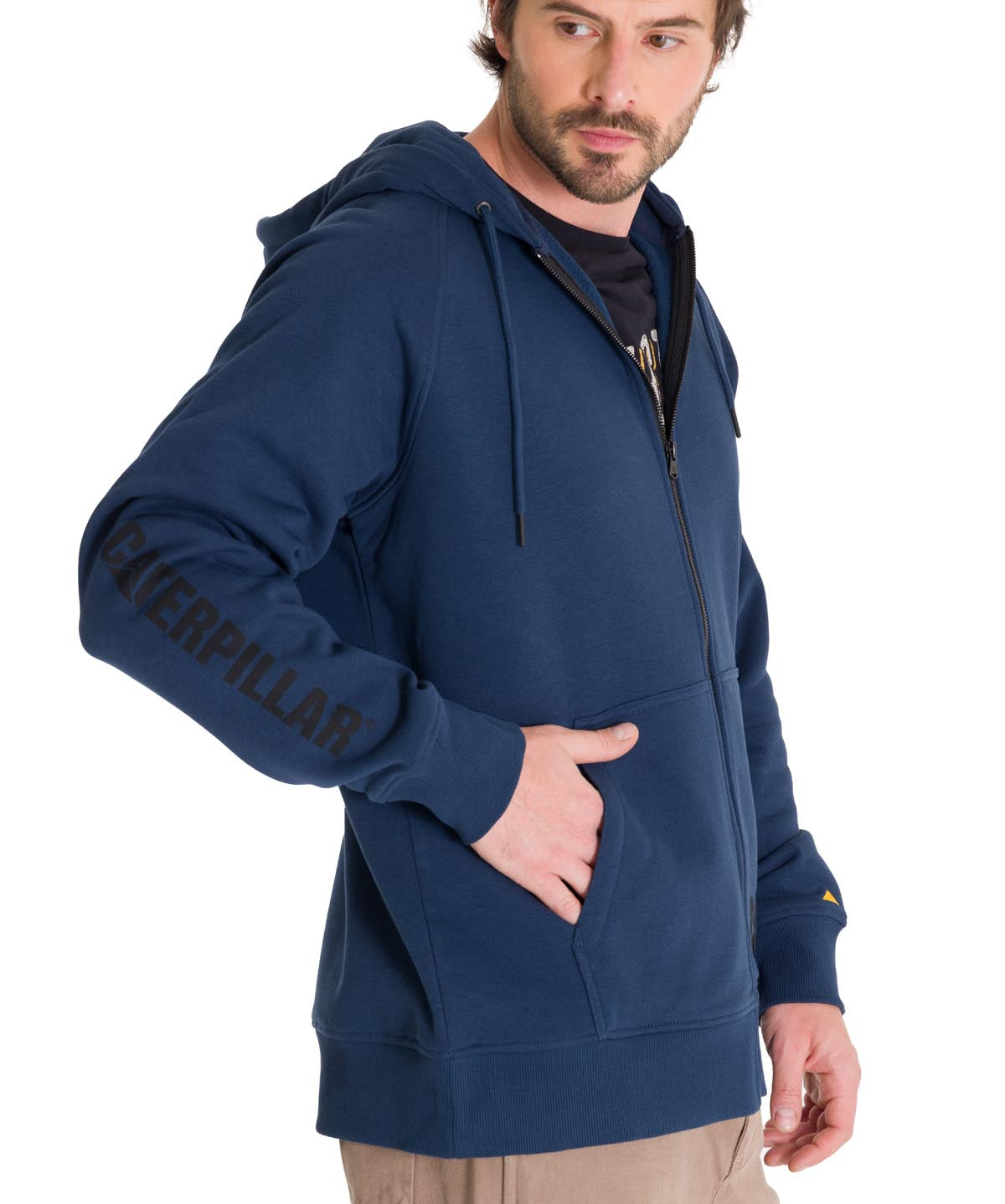 Polerón Manga Larga Hombre Fleece Cat Full Zip Hoodie Azul Petróleo Cat