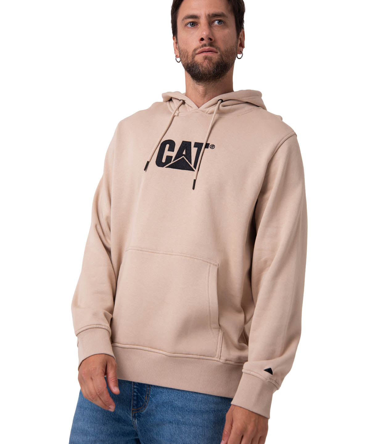 Polerón Con Gorro Hombre Logo Beige Cat