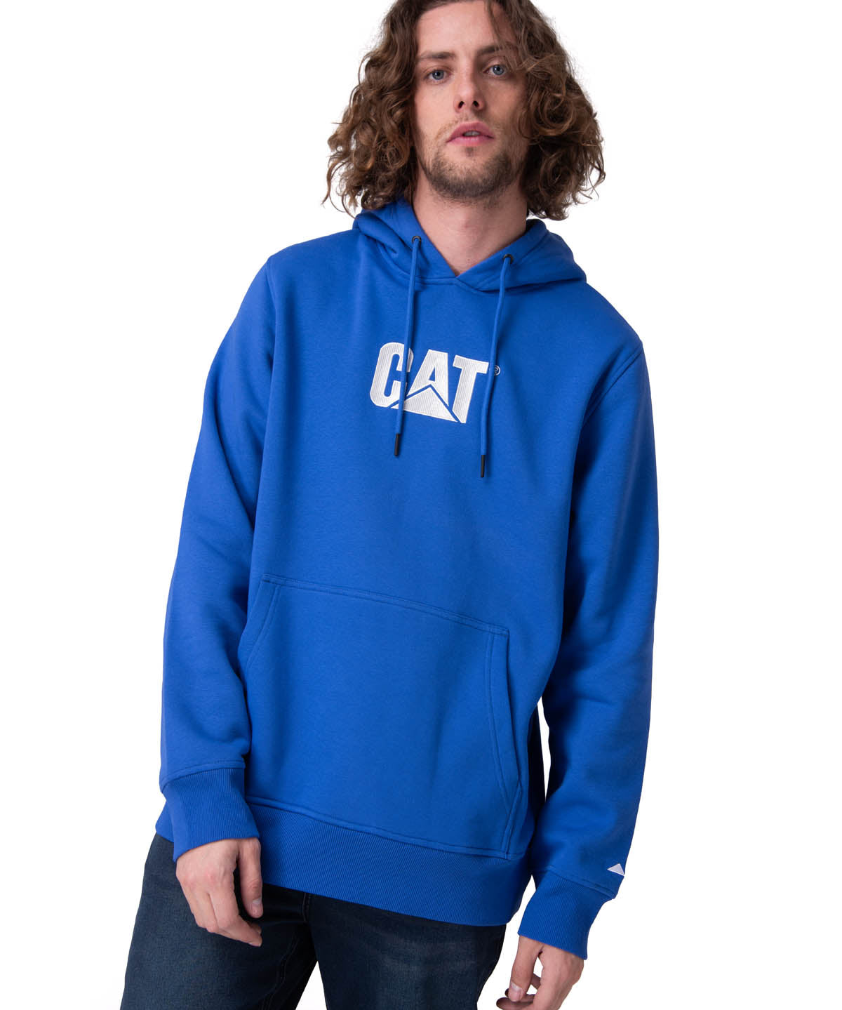 Poleron Hombre Fleece Cat Logo Pull Azul