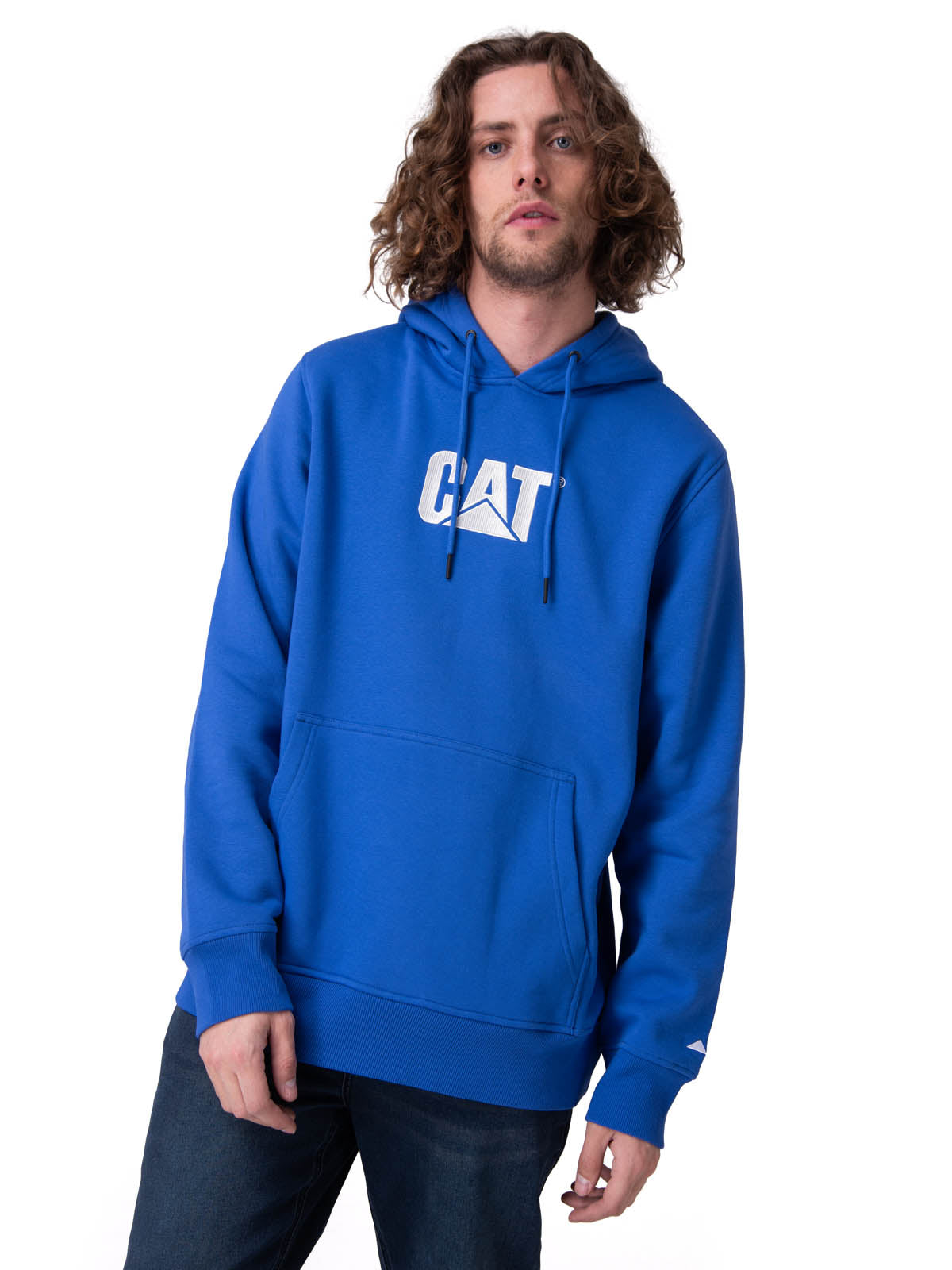 Poleron Hombre Fleece Cat Logo Pull Azul