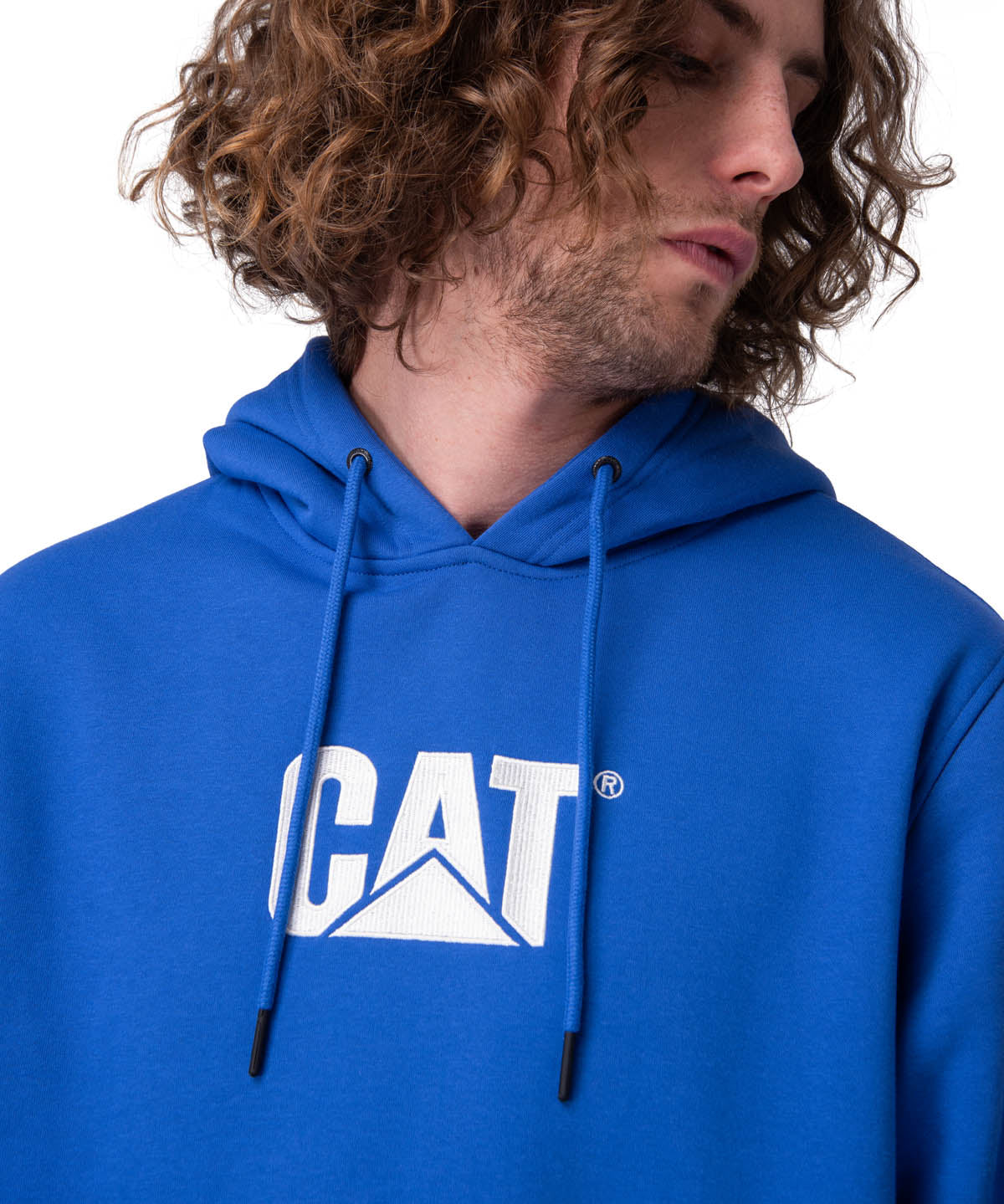 Poleron Hombre Fleece Cat Logo Pull Azul