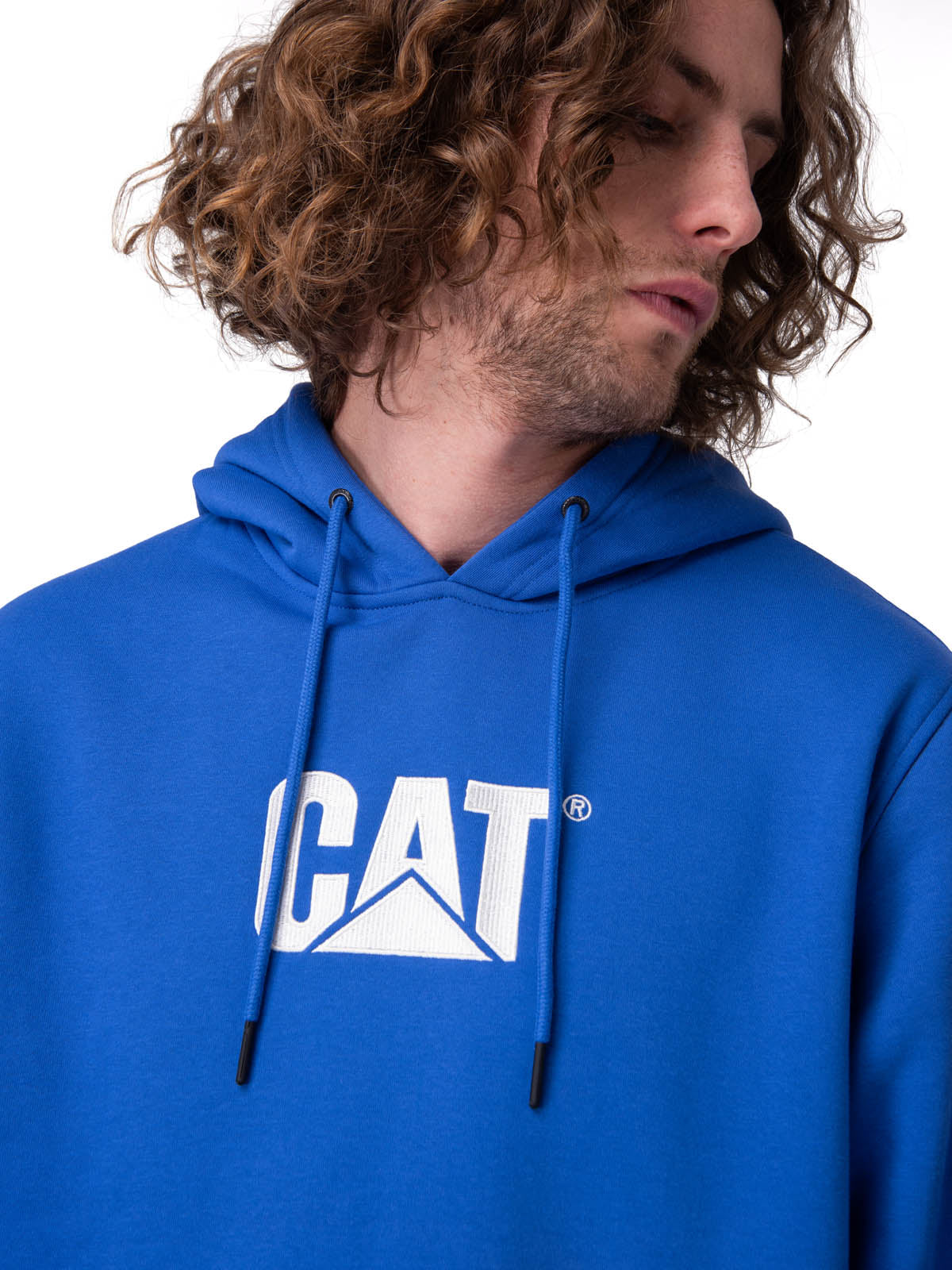 Poleron Hombre Fleece Cat Logo Pull Azul