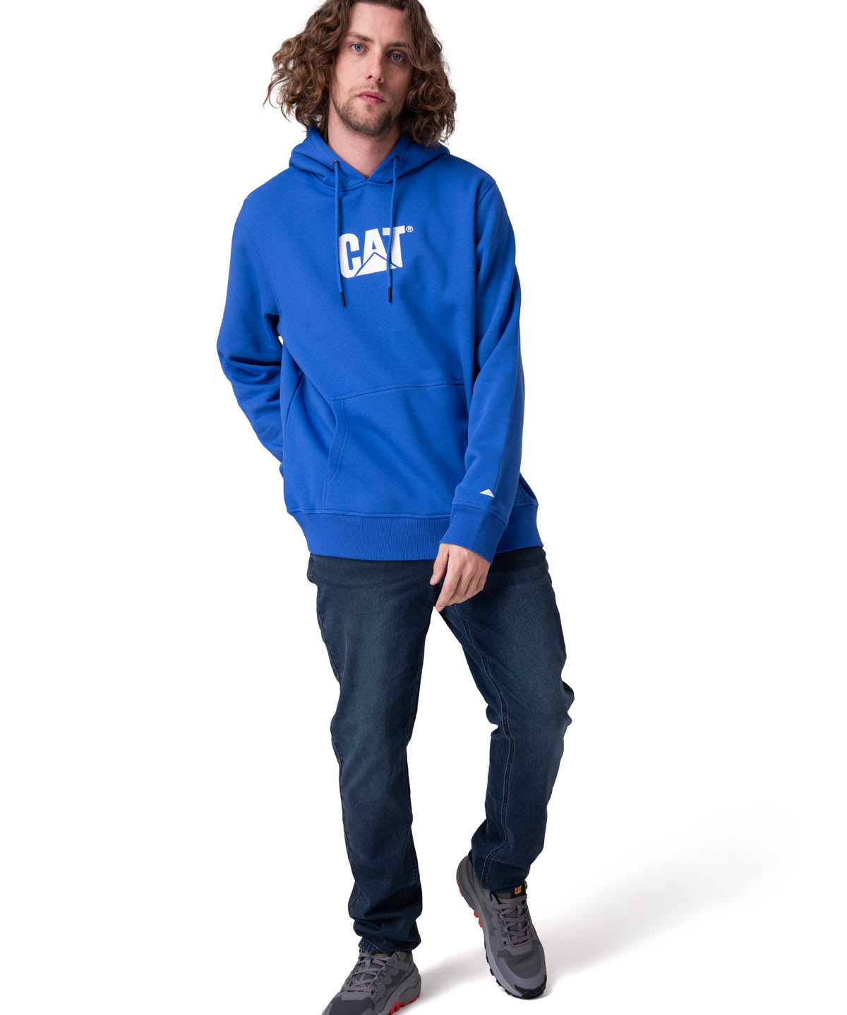 Poleron Hombre Fleece Cat Logo Pull Azul