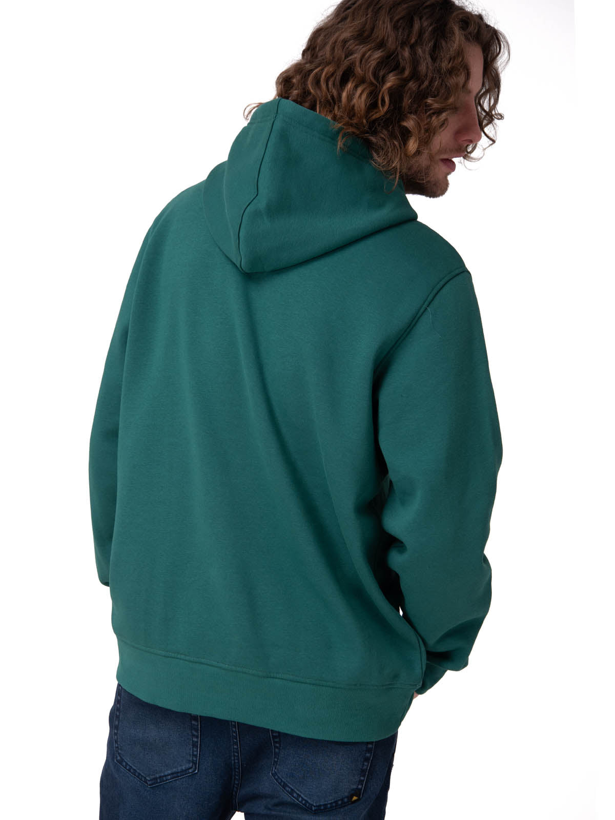 Poleron Hombre Fleece Cat Logo Pull Verde