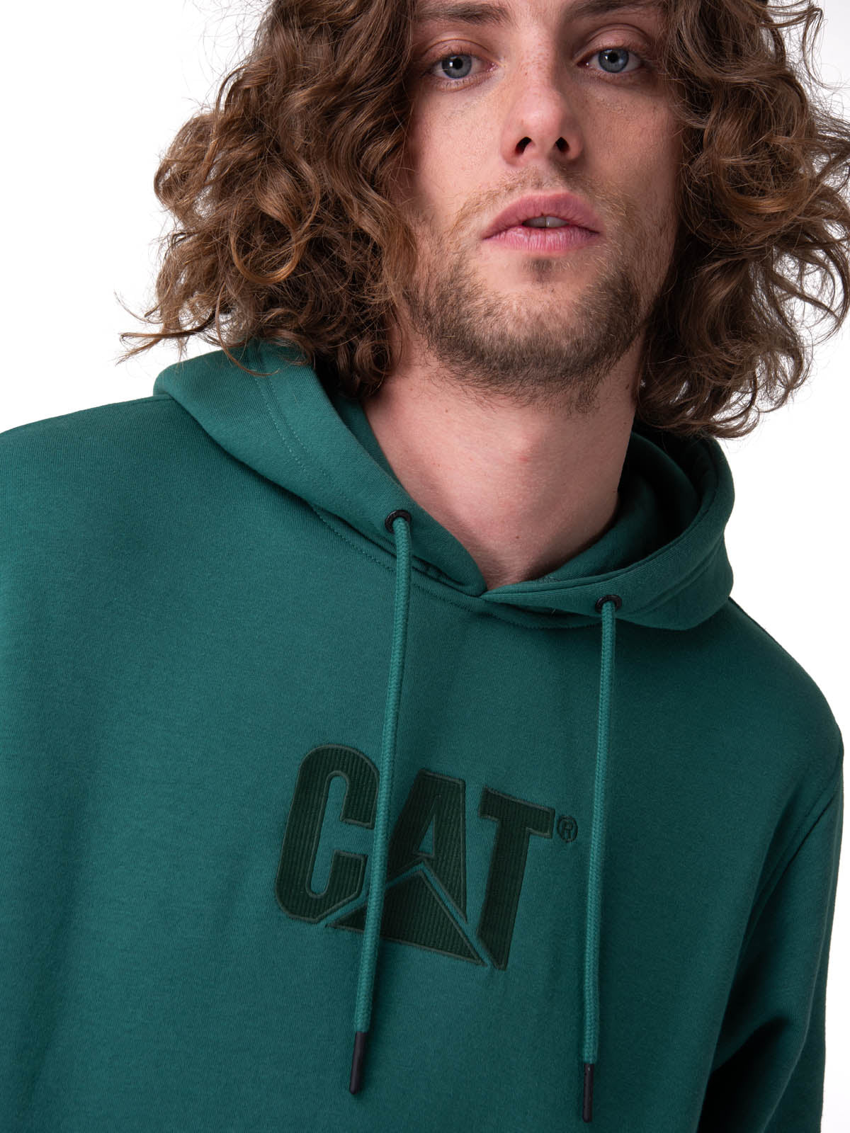 Poleron Hombre Fleece Cat Logo Pull Verde