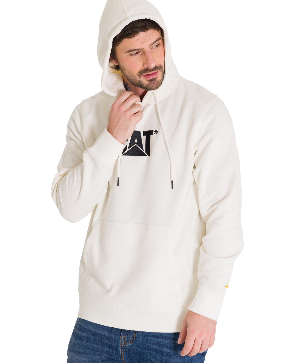 Polerón Manga Larga Unisex Fleece Cat Logo Pullover Hoodie Perla Cat