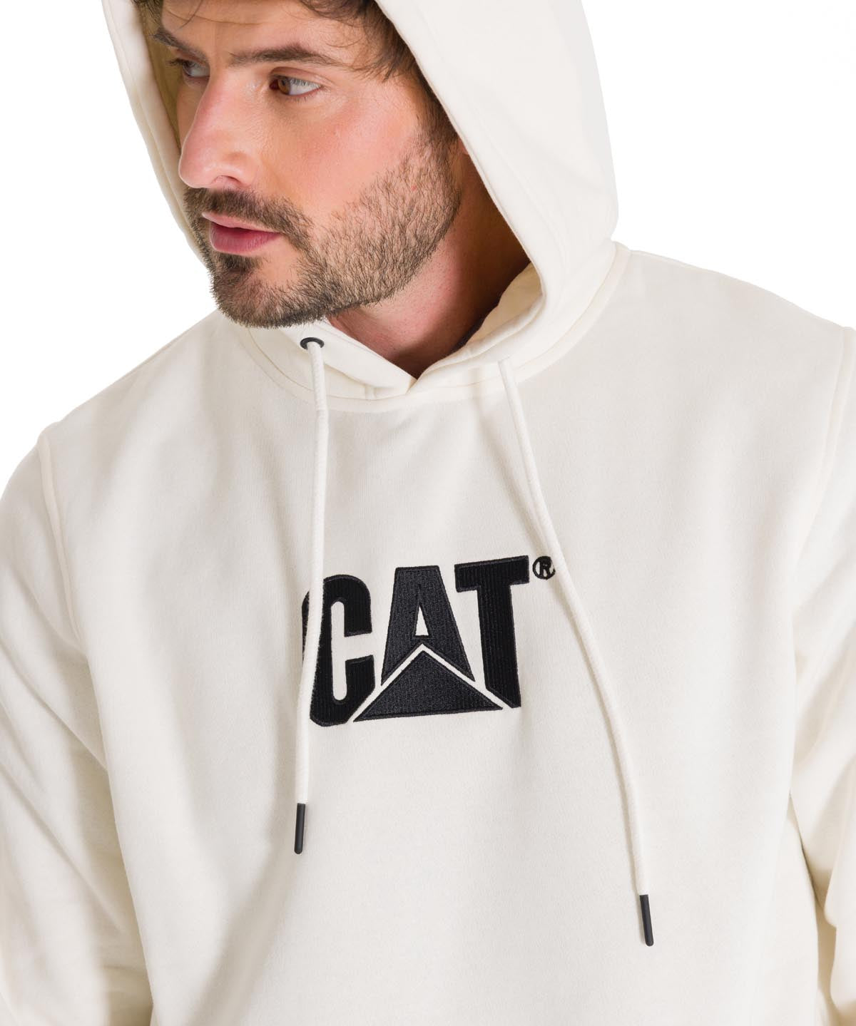 Polerón Manga Larga Unisex Fleece Cat Logo Pullover Hoodie Perla Cat