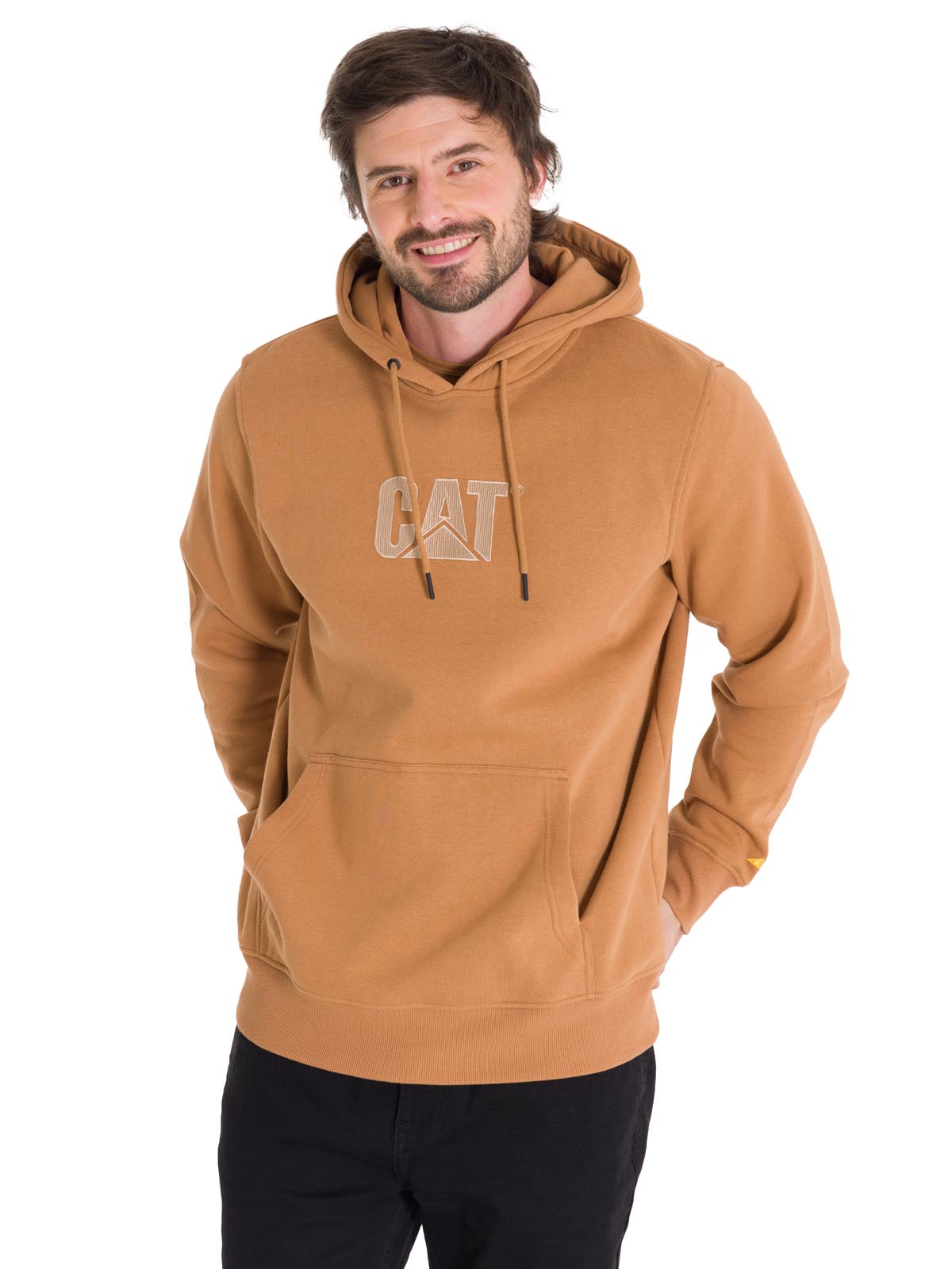 Polerón Manga Larga Unisex Fleece Cat Logo Pullover Hoodie Caramelo Cat