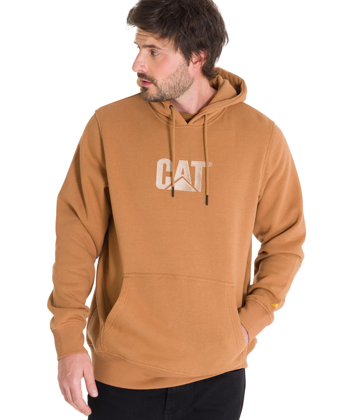Polerón Manga Larga Unisex Fleece Cat Logo Pullover Hoodie Caramelo Cat