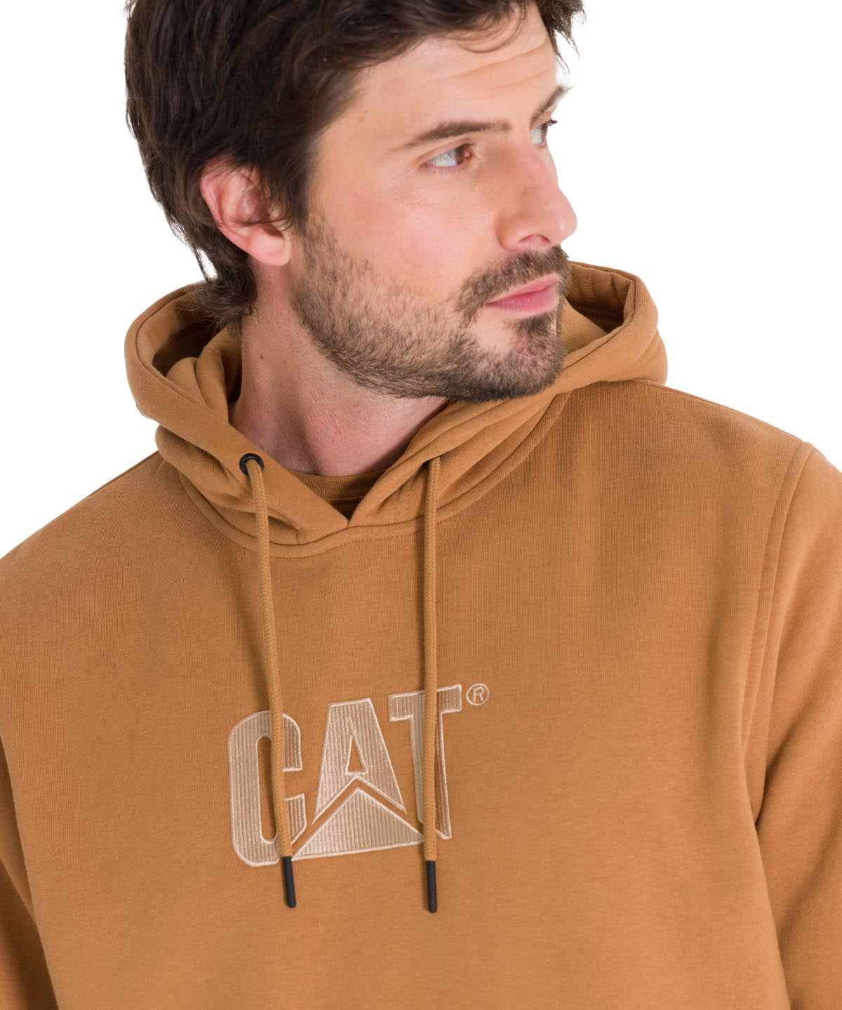 Polerón Manga Larga Unisex Fleece Cat Logo Pullover Hoodie Caramelo Cat