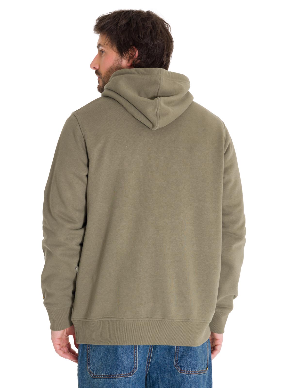 Polerón Manga Larga Hombre Fleece Cat Logo Pullover Hoodie Azul Petróleo Cat