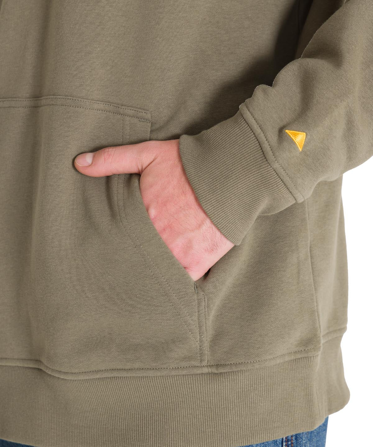 Polerón Manga Larga Hombre Fleece Cat Logo Pullover Hoodie Azul Petróleo Cat