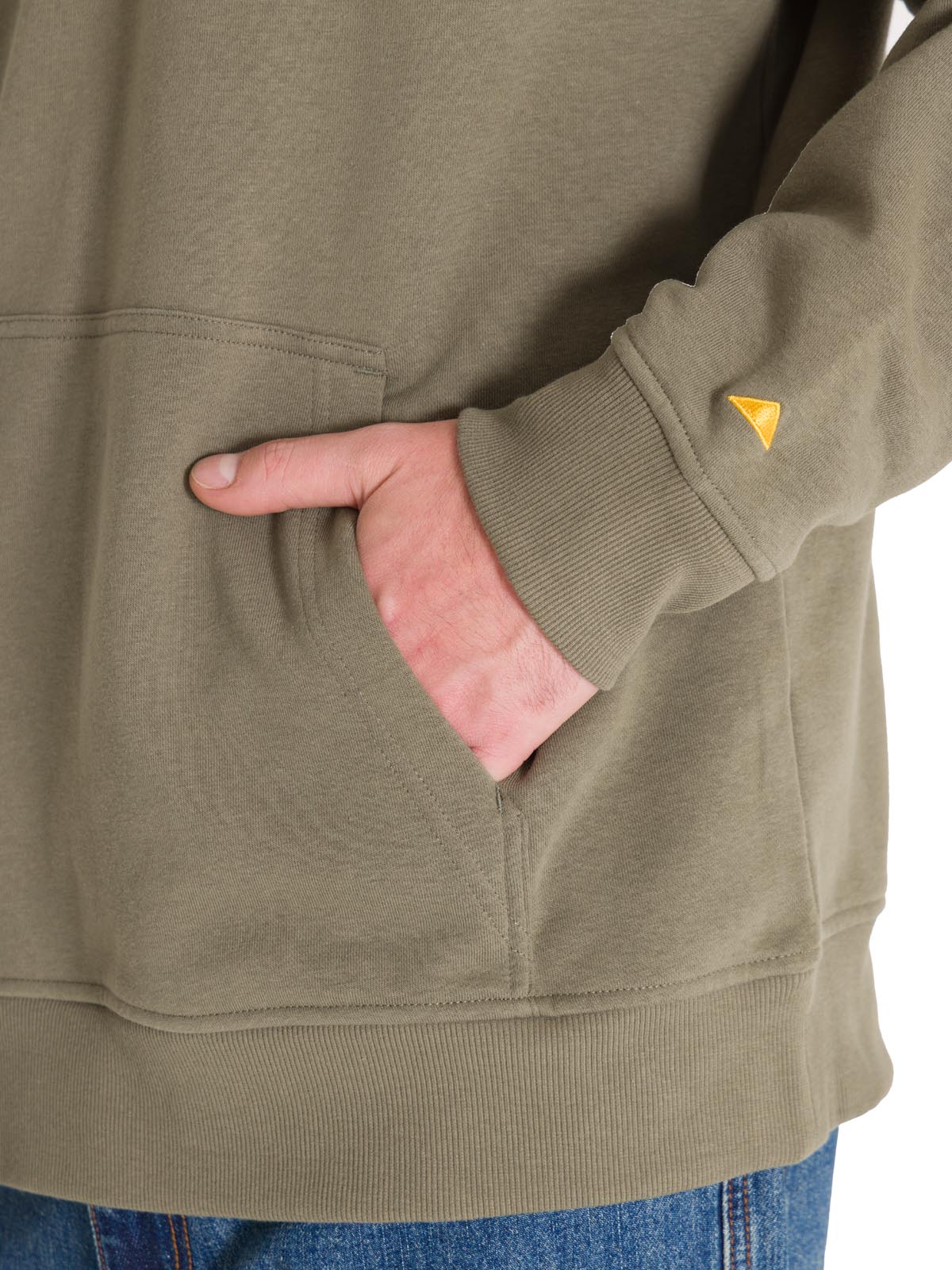 Polerón Manga Larga Hombre Fleece Cat Logo Pullover Hoodie Azul Petróleo Cat