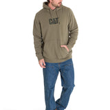 Polerón Manga Larga Hombre Fleece Cat Logo Pullover Hoodie Azul Petróleo Cat