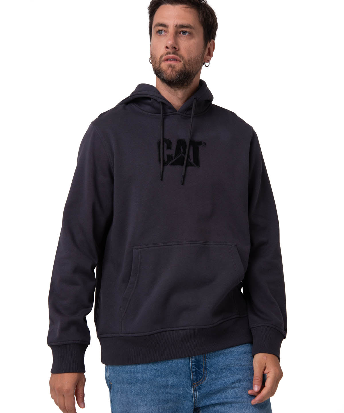 Polerón Con Gorro Hombre Cat Logo Negro Cat