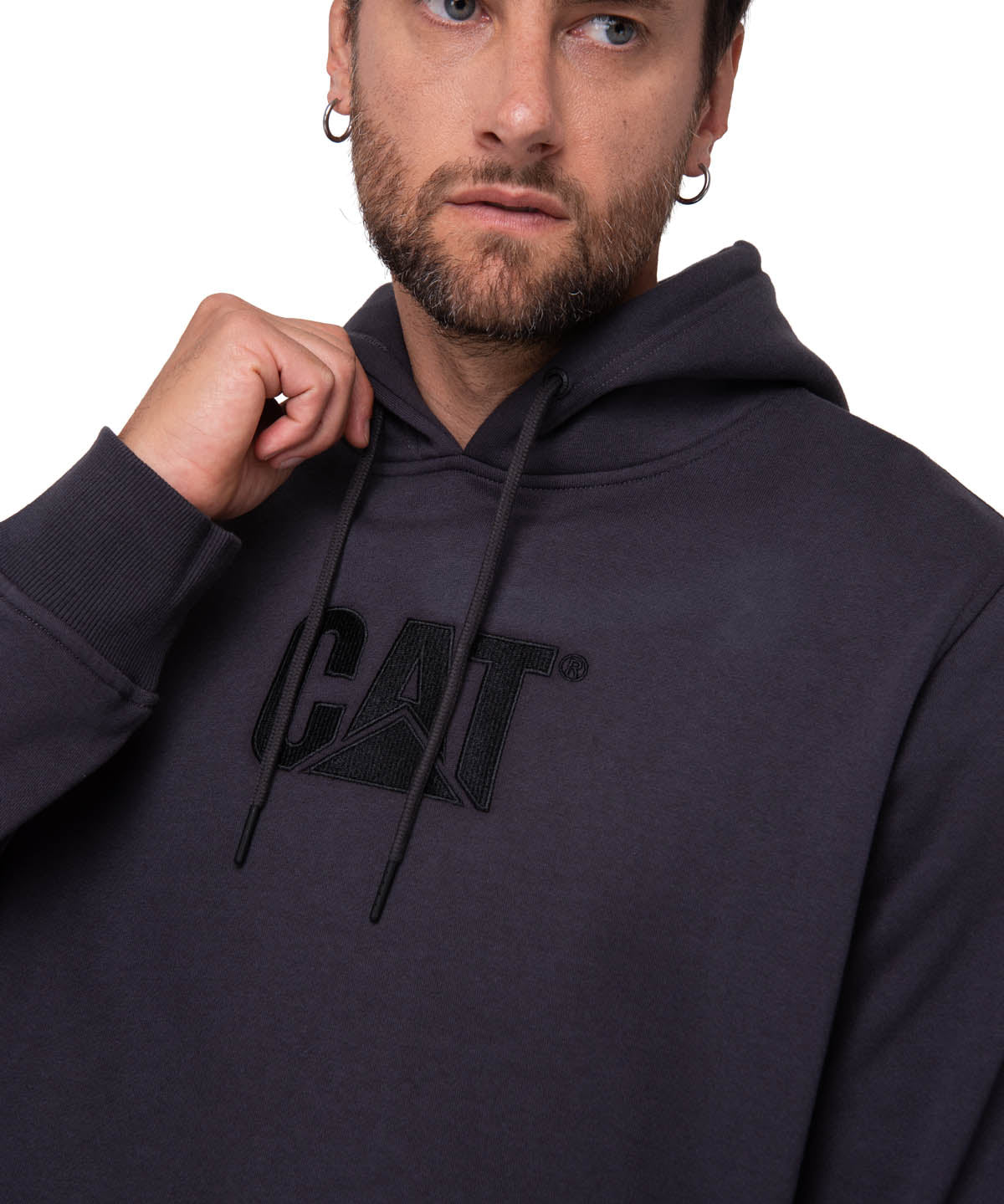 Polerón Con Gorro Hombre Cat Logo Negro Cat