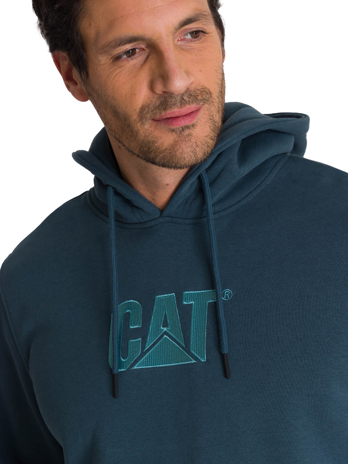 Polerón Fleece Hombre Hoody CAT Logo Azul CAT