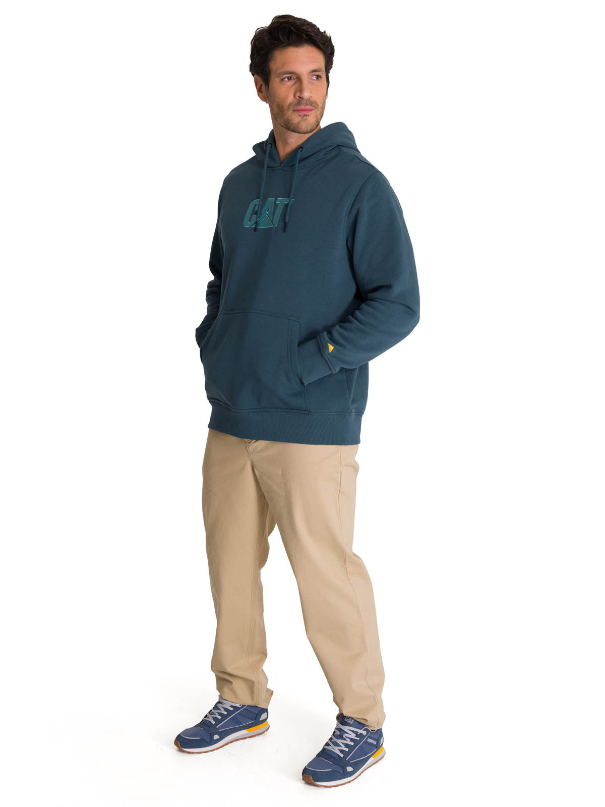 Polerón Fleece Hombre Hoody CAT Logo Azul CAT