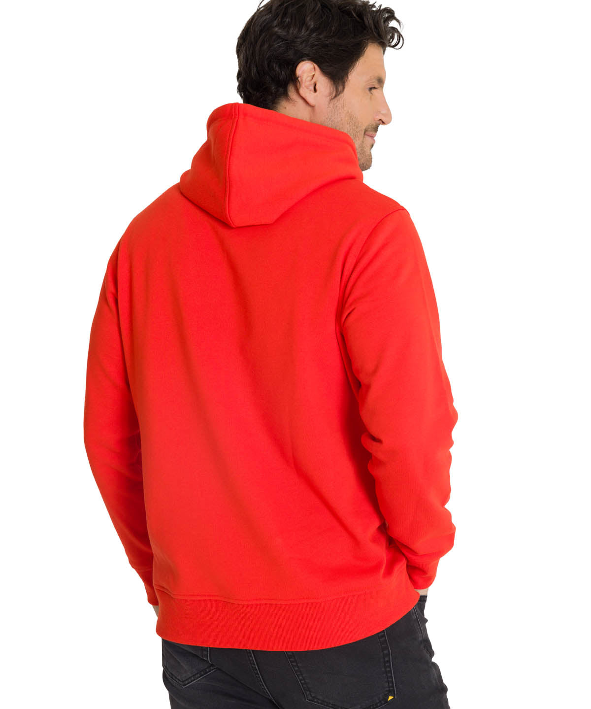 Polerón Fleece Hombre Hoody CAT Logo Rojo CAT