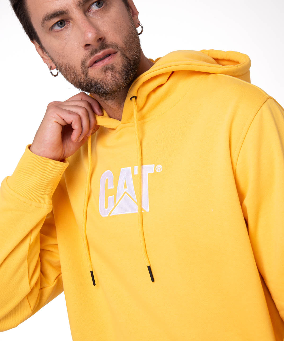 Polerón Con Gorro Hombre Cat Logo Amarillo Cat