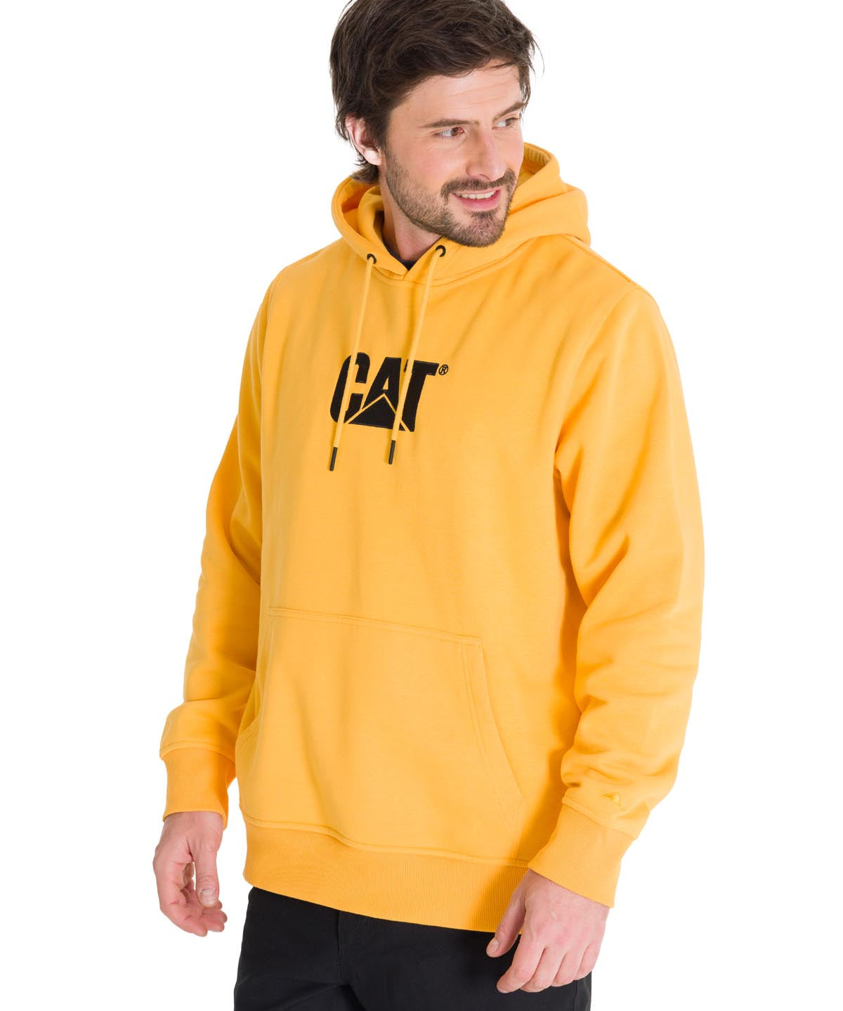 Poleron Casual Unisex Fleece Cat Logo Pullover Hoodie Amarillo Cat