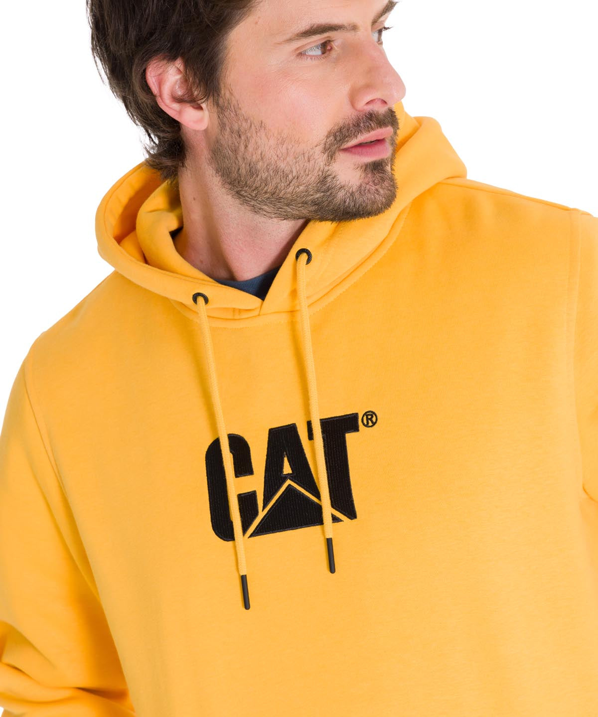 Poleron Casual Unisex Fleece Cat Logo Pullover Hoodie Amarillo Cat
