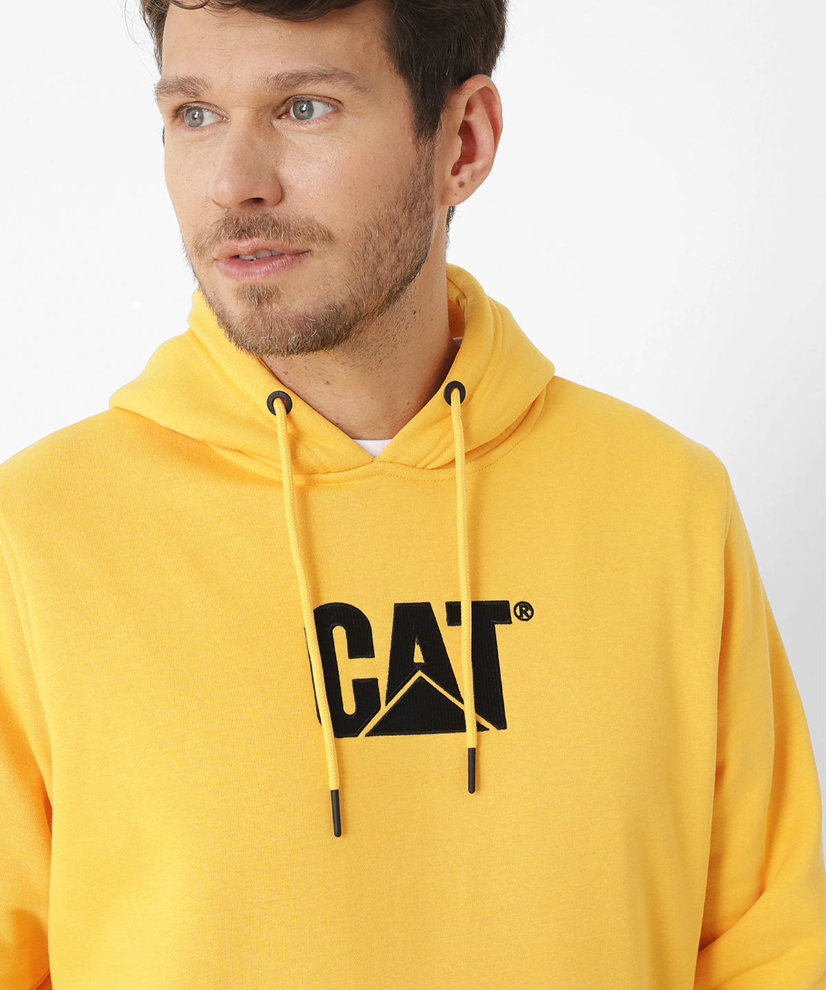 Poleron Casual Unisex Fleece Cat Logo Pullover Hoodie Amarillo Cat